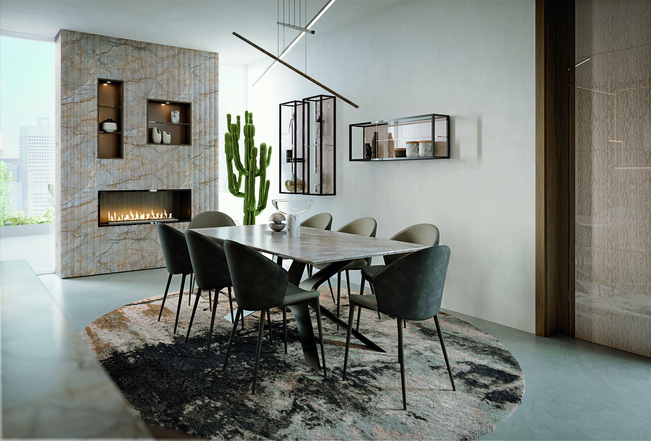 Cucina di lusso moderna su misura Materia di Martini Interiors in noce e finiture metallizzate