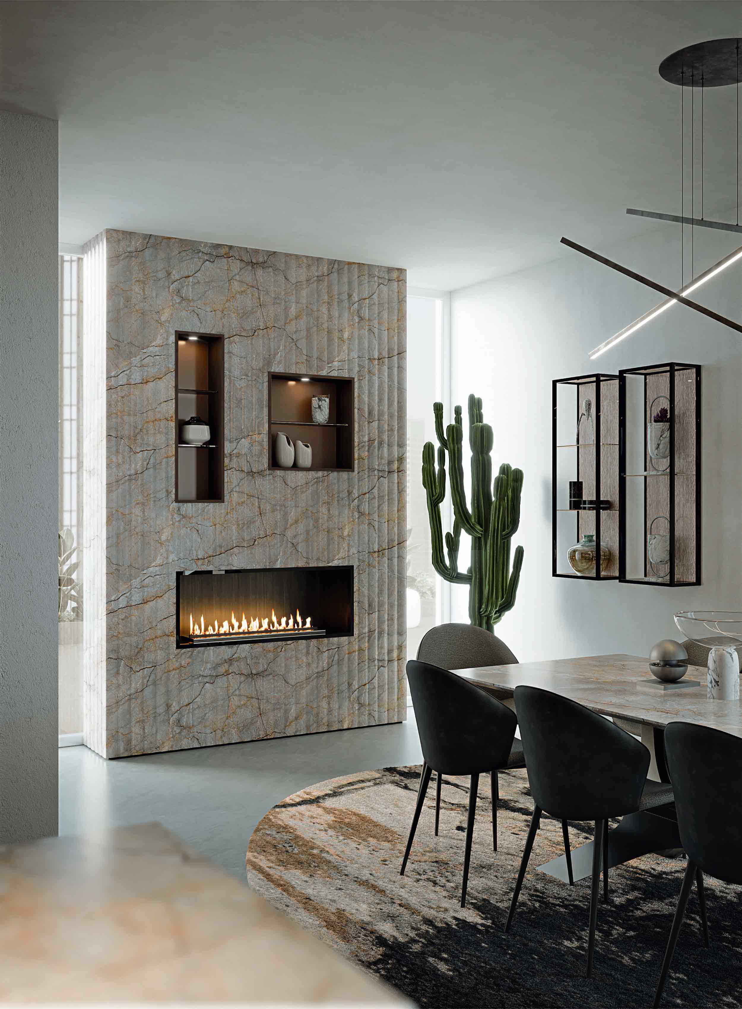 Cucina di lusso moderna su misura Materia di Martini Interiors in noce e finiture metallizzate