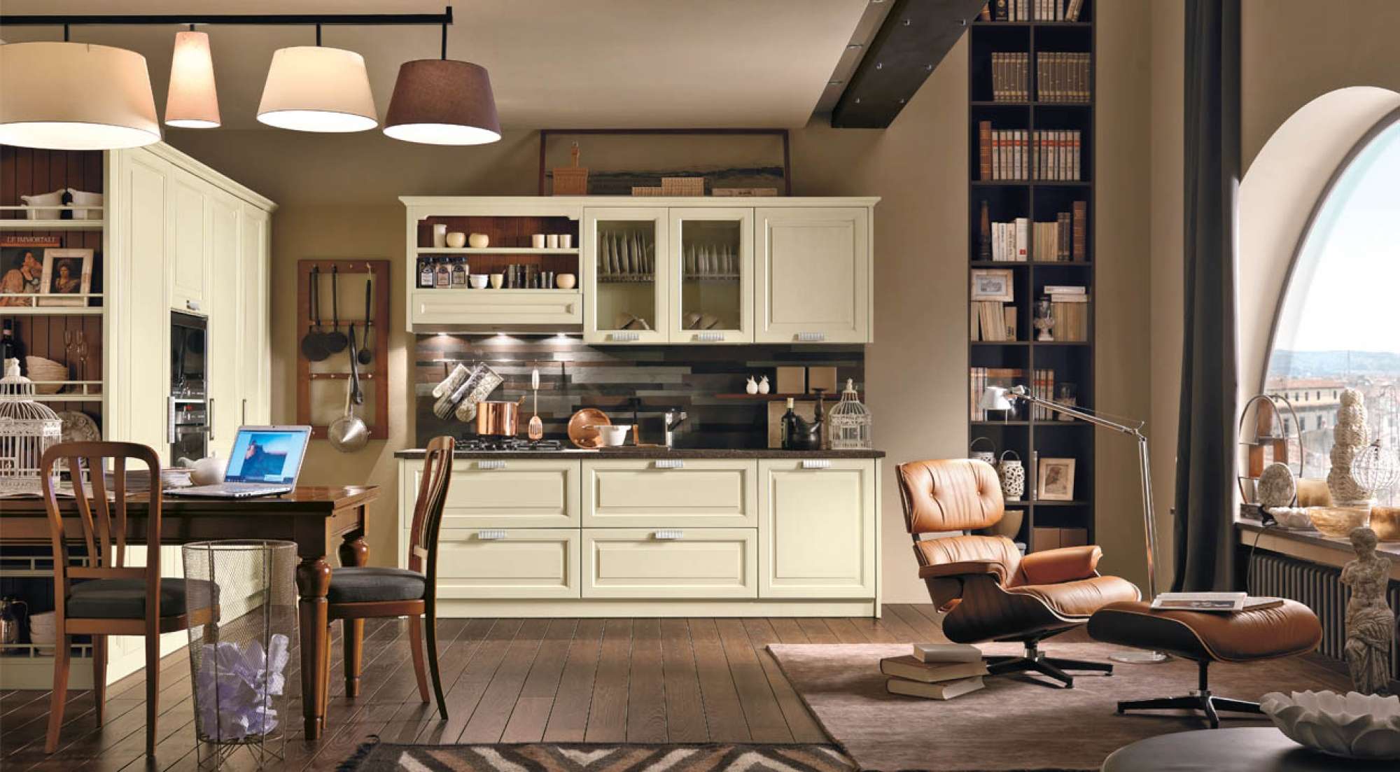 Cucina su misura in legno massiccio e top in quarzite, design Martini Verona