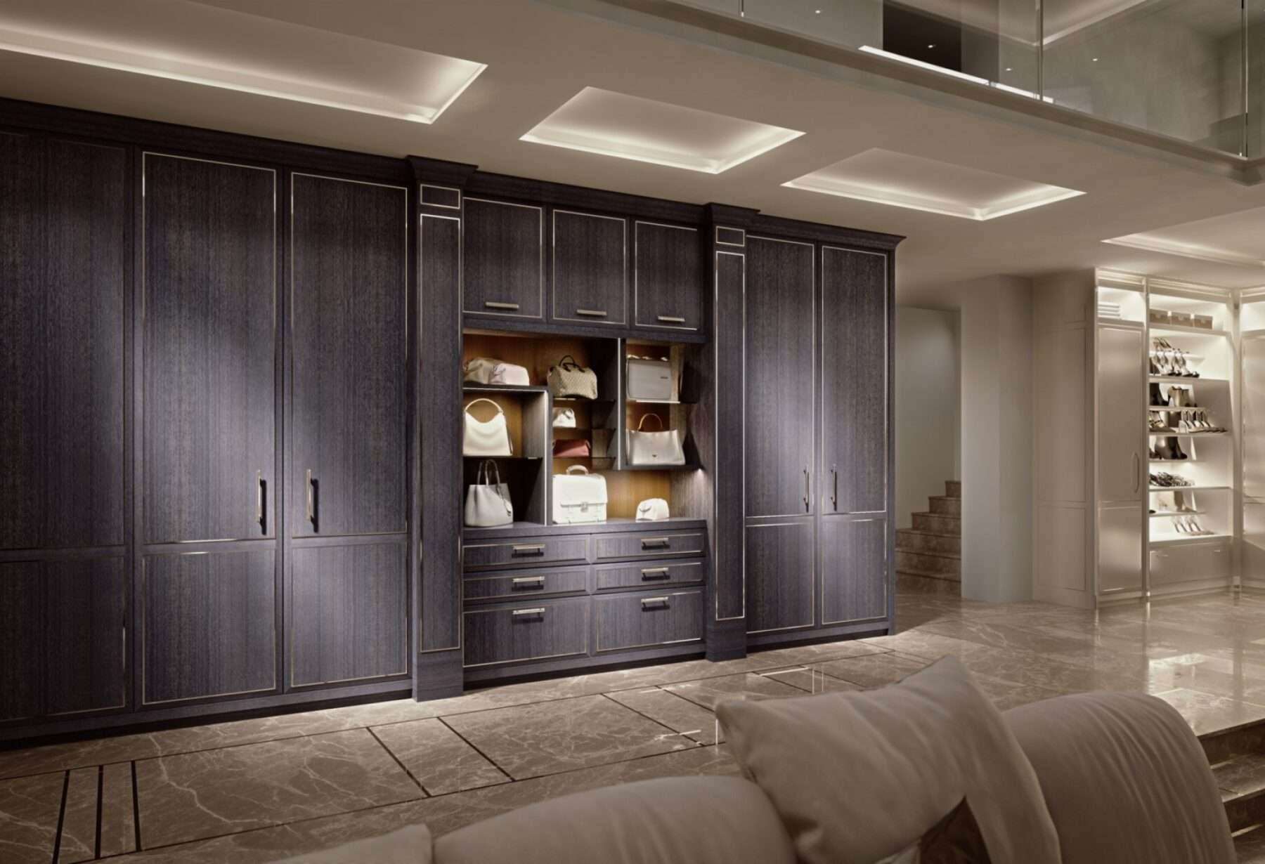 Cabina armadio su misura di lusso in in eucalipto blu, design Martini Verona