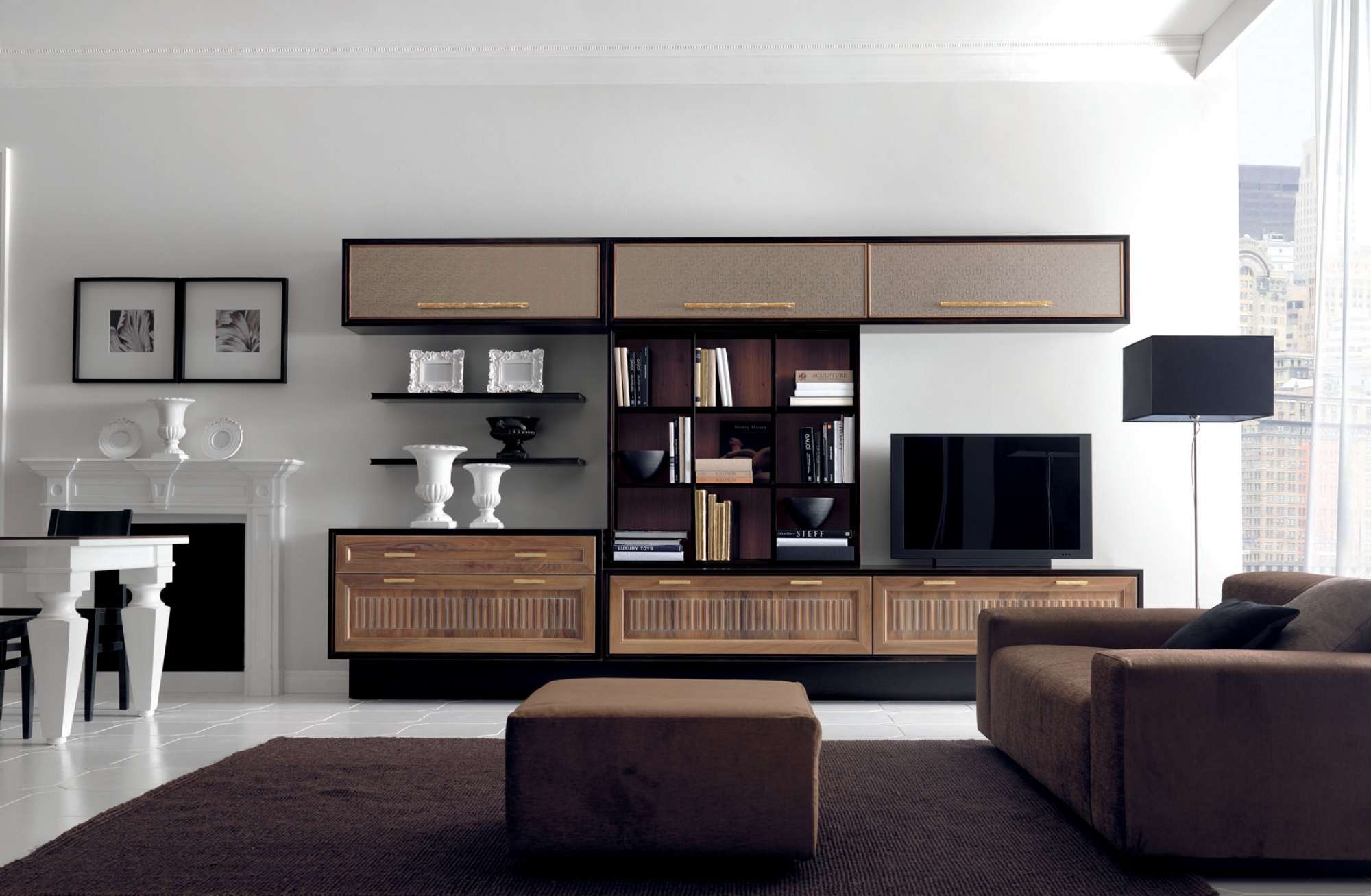 Mobili per zona giorno classico di lusso su misura, dettaglio libreria, design Martini Verona