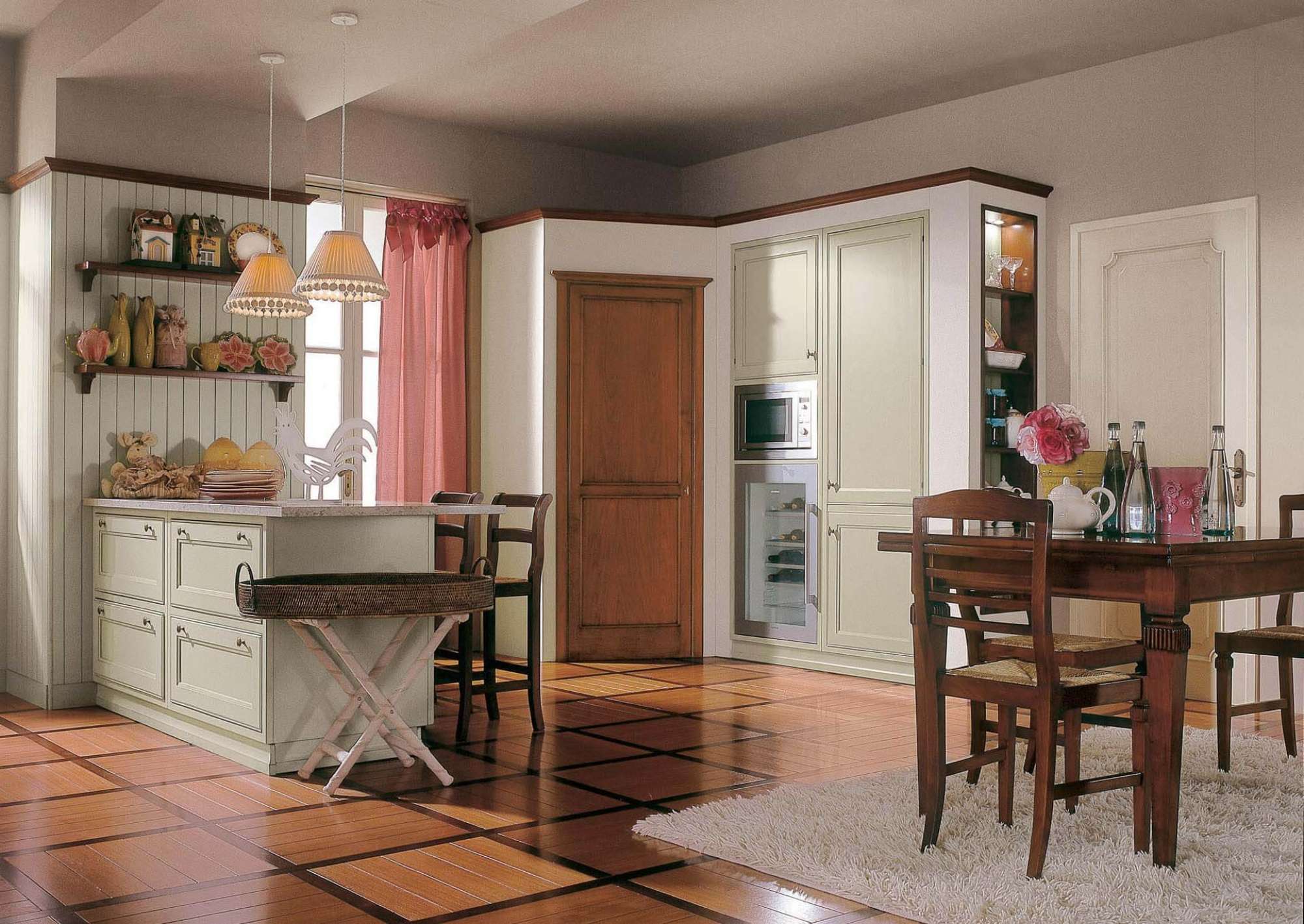 Cucina e sala da pranzo su misura azzurra in ciliegio, design Martini Verona