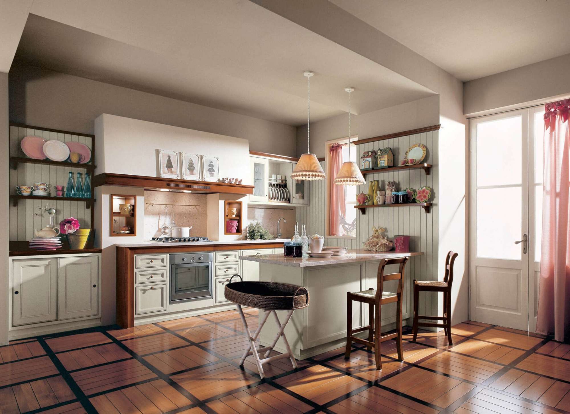 Cucina su misura azzurra in ciliegio, design Martini Verona