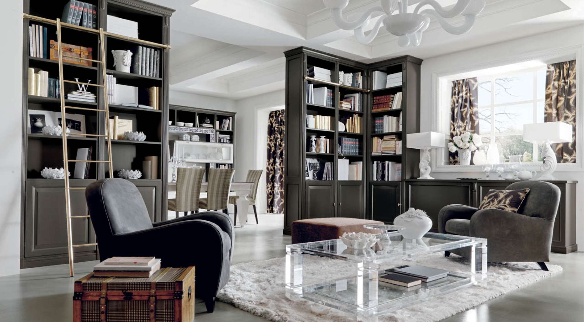 Mobili zona giorno classico di lusso per Villa al Lago di Garda, design Martini Verona