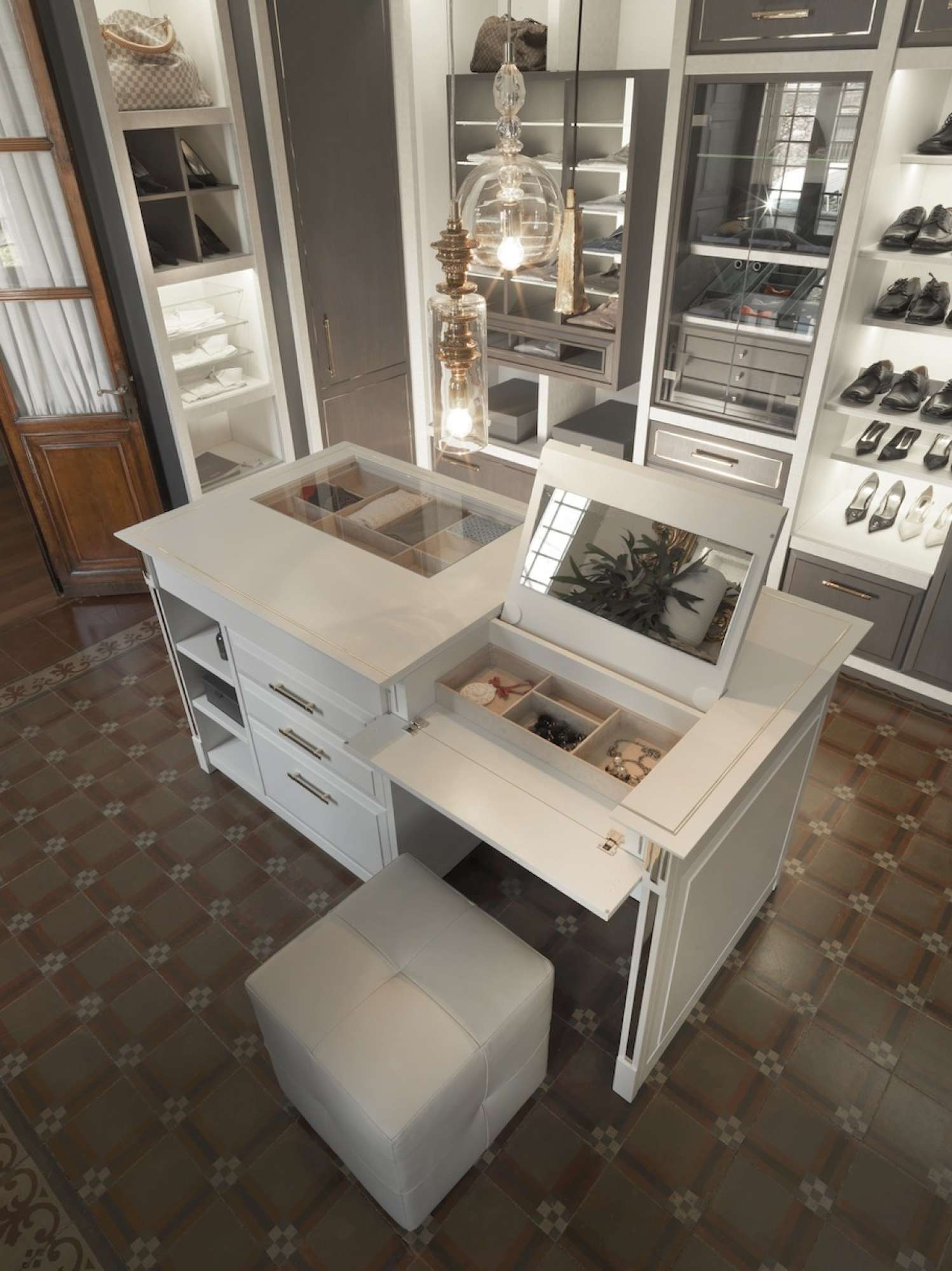 Cabina armadio su misura di lusso grigia, design Martini Verona