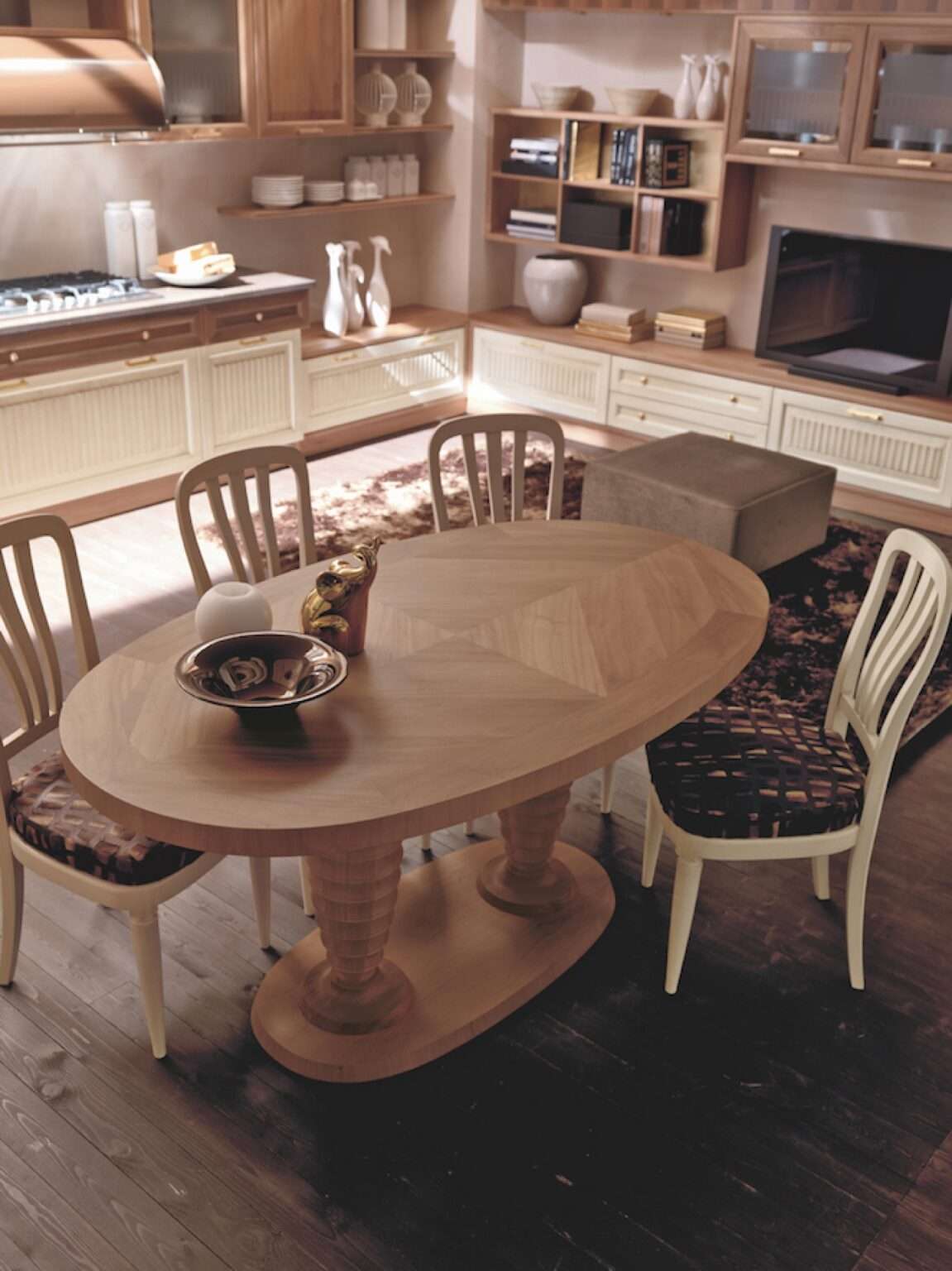 Cucina su misura moderna in noce crudo con finiture laccate, design Martini Verona