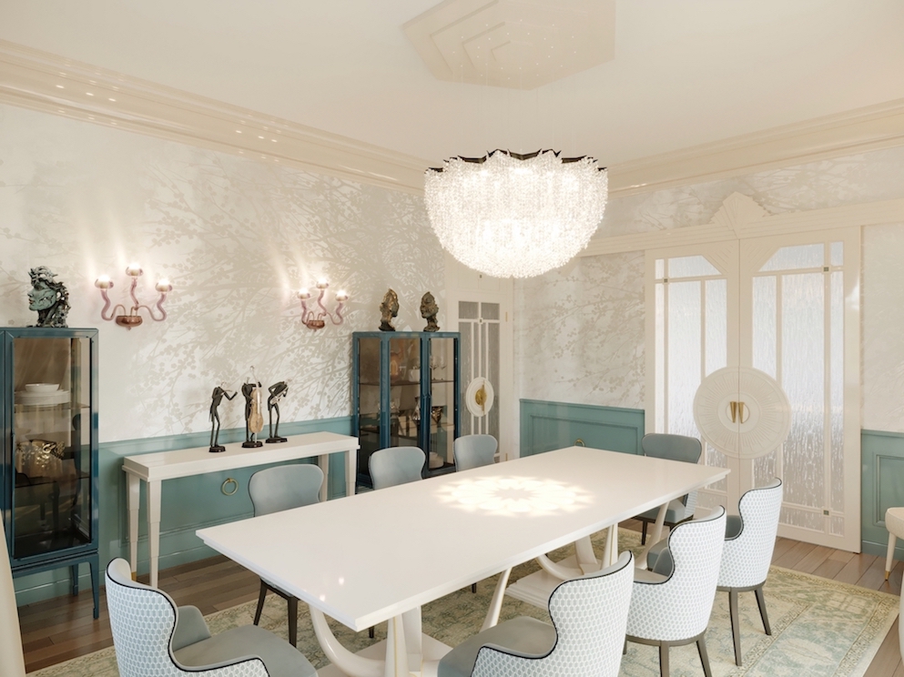 Arredamento su misura a Ginevra per sala da pranzo elegante realizzato da Martini Verona