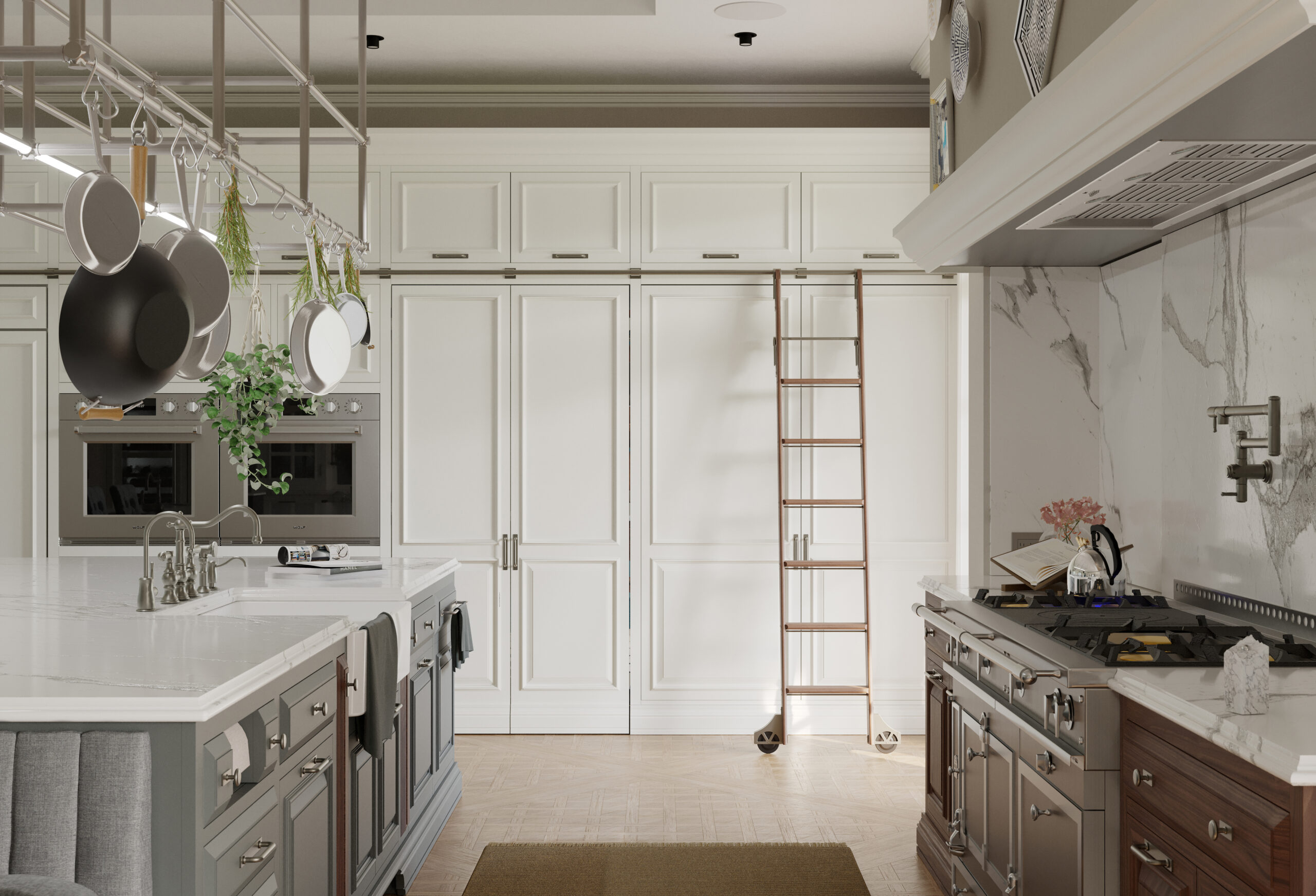 Cucina classica Shaker Mary su misura realizzata da Martini Verona, composizione con isola centrale, ante bianche e dettagli artigianali – martini-verona.it